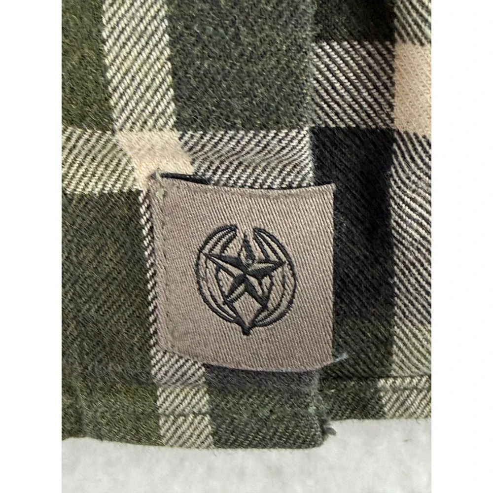 Banana‎ Republic Luxe Flannel Shirt Mens Large Untucked Slim Fit Green Plaid